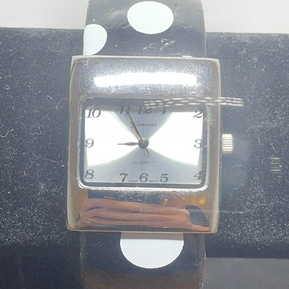 Geneva Quartz Black Polka Dot Watch
